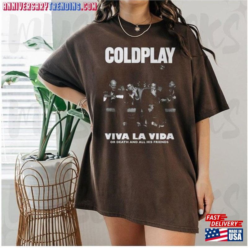 Cold play 「Viva la Vida 」tour t-shirt Coldplay 2009 Viva La Vida Tour Double-Sided Licensed